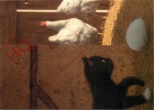 Ansichtskarte-:Quint Buchholz, 'Im Huhnerstall', Katze