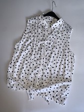 Bluse Gr. M L Weiß Mit Schwarzen Punkten Sommerbluse Luftig Top Shirt Oberteil