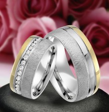 2 Echt Silber 925 Trauringe Eheringe Verlobungsringe , Gravur Gratis , J347-WG