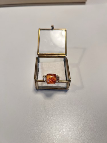 Bernstein amber ring - bernstein, silber