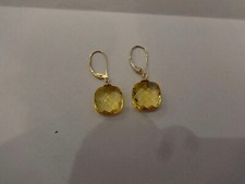 Citrin  Ohrhänger , Ohrboutons ,Traum Farbe , Schachbrett Schliff, 585 er Gold