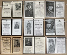 9x Soldaten-Sterbebilder, Stahlhelm, 4-seitig, 2. WK