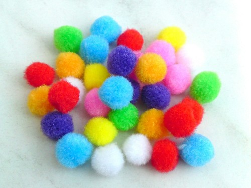 50x pompons bommel - 50x, bunt
