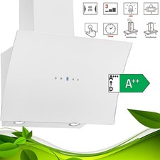 Dunstabzugshaube 60cm Kopffrei Schräghaube weiß Konkave Glasschirm Abluft Umluft