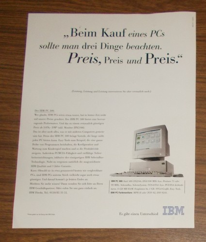 Seltene werbung ibm - pc, 300