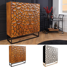 Massiv Highboard VULCANO 120cm FARBWAHL Mangoholz mit 3D Schnitzereien handmade