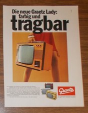 Seltene Werbung vintage GRAETZ LADY Portable Farbfernseher #1 1970