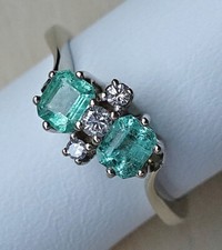 Diamant Ring 14Kt 585 Gold Ring Brillant Mega ♦️ Smaragde Brillanten ♦️♦️MAN1739