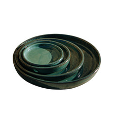 Untersetzer für Kübelvase Blumentopf aus Keramik frostfest Jadegrün