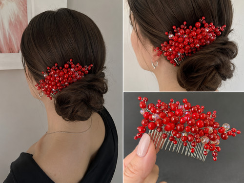 Handgemachter roter haarkamm - roter,
