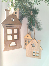 8 STK Hänger Haus Holzhaus o3532 Holz Häuser Christbaumschmuck Anhänger