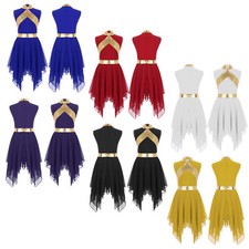 Mädchen Partykleid Chiffonrock Tanzkleid Reißverschluss Farbblock Angenehm Tanz