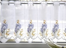 Scheibengardine bunt Krokus Blume Plauen Stickerei Kaffeehausgardine Panneaux
