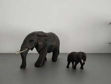 Deko Elfanten 2Stück klein & groß aus geschnitztem Holz Afrika