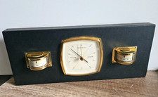 Vintage Wetterstation mit Barometer, Thermometer, Hygrometer Front in Lederoptik