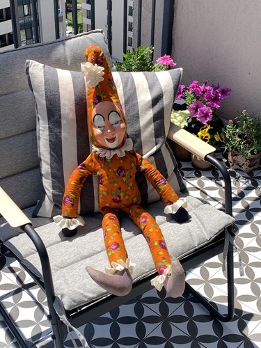 Vintage stofftier clown groß - vintage,