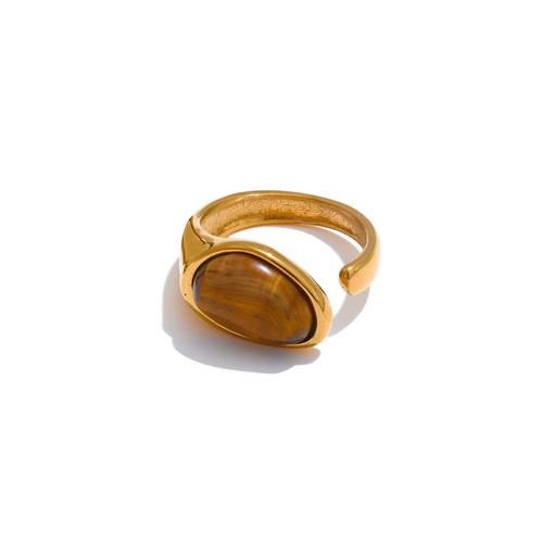 Edelstahl naturstein ring gold - ring,