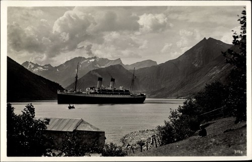 Norwegen dampfschiff ms - ak,