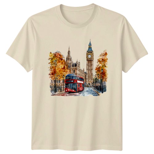 London big ben red bus - london, t-shirt