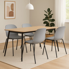 Esszimmerstühle 4er Set Grau – Modern, bequem, stabil mit Metallgestell PP