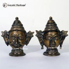 Brass Shiva Parvati Face Idol