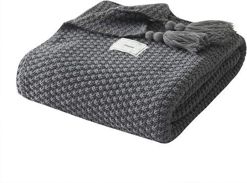 Decke strick plaid grau - decke,