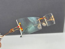 Bajazzo Brille Herren Damen rot gelb gold Karo Randlos eckig kim NP:304€