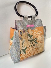 Handgemachte Tasche aus antikem japanischen Obi & Vintage Ōshima Tsumugi Kimono