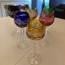 6 Nachtmann Bleikristall Weinrömer Mit Buntem Überfang, Dekor 124