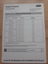 Preisliste Ford Transit Kombi