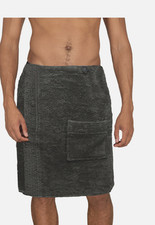 Sauna Frottee Kilt Sarong - M-XXL Herren Männer - Anthrazit 100% Baumwolle