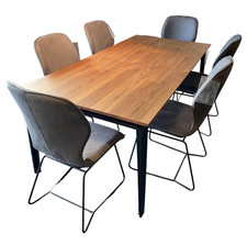 Gwinner Essgruppe ET524 Kaia Tisch Nussbaum Natur mit 6 Stühle