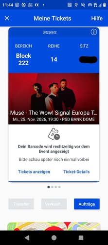 Sitzplatz tickets muse - 2,