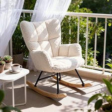 Schaukelstuhl Relaxsessel Stillsessel Schaukelsessel Teddystoff Schwingsessel