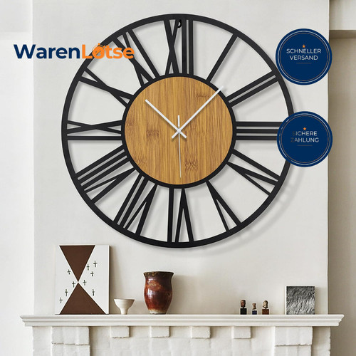 Wanduhr holz 50cm schwarz - holz,