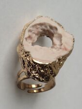 Offener Ring verstellbar Gr. 54 (17,2) goldfarben Geode Stein-Optik Schmuck