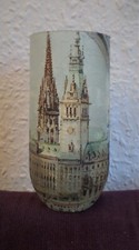 Windlicht, Glas mit Serviettentechnik beklebt, Motiv Hamburg,