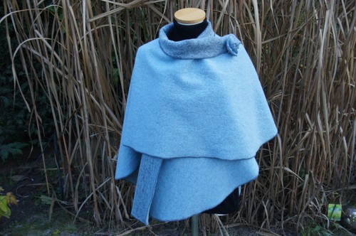 Damen woll wende cape poncho - woll-wende,