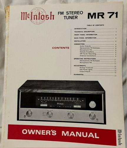 Mcintosh model tuner - mcintosh, mr