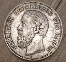 Baden 5 Mark 1888 Kaiserreich, ohne Querstrich, Friedrich Großherzog v. Baden