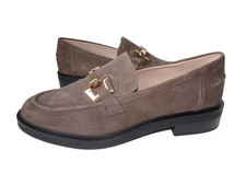 CAPRICE Damen Nubuk Leder Slipper Mokassin Braun Gr. 5.5 Gr. 38.5 NEU!