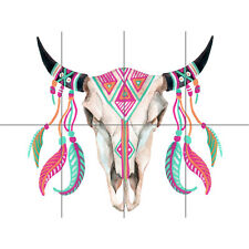 Aquarell Kuhschädel XL Riesen Panel Poster (8 Abschnitte)