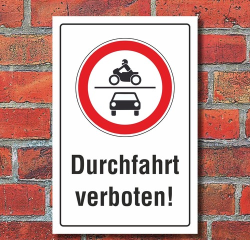 Schild durchfahrt verboten pkw - schild,