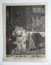 Der kleine Tantalus. Gemälde von A. Shade. Mutter, Kind, Baby Holzstich von 1879