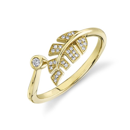 Diamant blatt ring 14k - blatt,