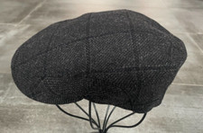 Flatcap Schiebermütze Wolle Ohrenklappen gefüttert braun kariert, Gr. 54, von ER