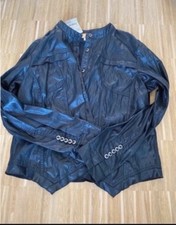 Biba Blue Vision navy Blazer Jacke Lederlook Bluse 46 Sommerjacke Leder Optik