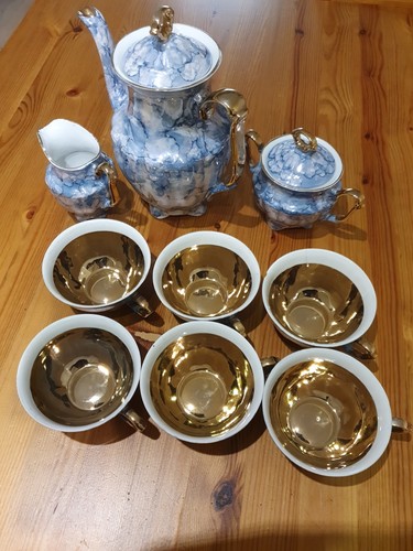 Kaffeeservice perlmutt blau - perlmutt,