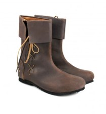 Mittelalter Wikinger LARP Stulpen-Stiefel Nubukleder feste Sohle braun schwarz