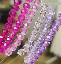 6 Farben/300 Stk  DIY Set Lila Pink violett Kristall Glasperlen Schmuck Basteln